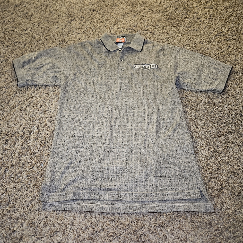 Harley Davidson Performance Short Sleeve Polo Men's Size Large Gray/Tan Columbia
